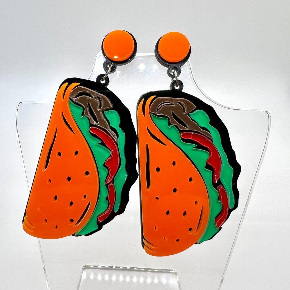 Taco Earrings - Giant Earrings - Statement Earrings - Taco Accessories